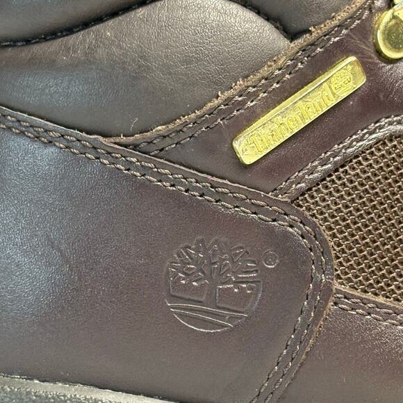 Timberland‎ Field Boots Kids 3.5 Brown Leather Hiking Winter Lace Up Lug Sole - Picture 5 of 14